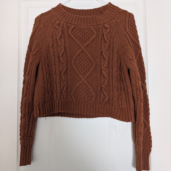 Sweaters - Cable Knit Brown Sweater